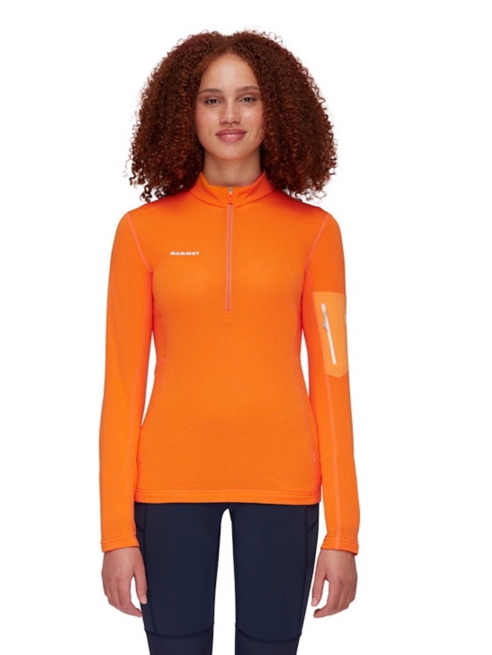 Mamut Women’s Aenergy Light ML 1/2 Zip Polartec Fleece Pullover In Tangerine-XL